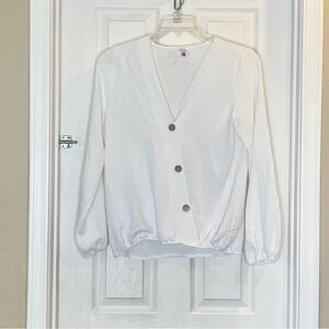 Melograno Rice White Blouse Crossbody Buttons Size Medium